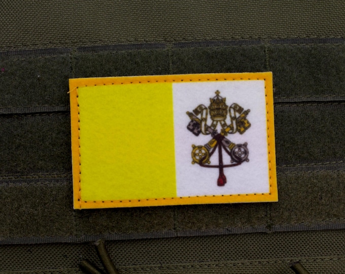 Vatican flag hook and loop patch catholic flag