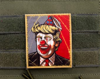 Patch de sátira política — Desenho de palhaço do Trump