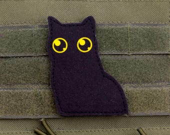 Cat Silhouette Morale Patch: Sublimated Felt with Hook and Loop