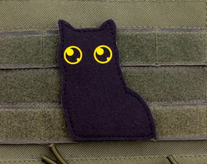 Cat Silhouette Morale Patch: Sublimated Felt with Hook and Loop