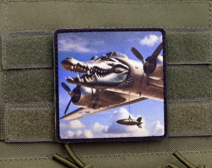 Bombardiro Crocodilo italian brainrot tiktok meme hook and loop morale patch