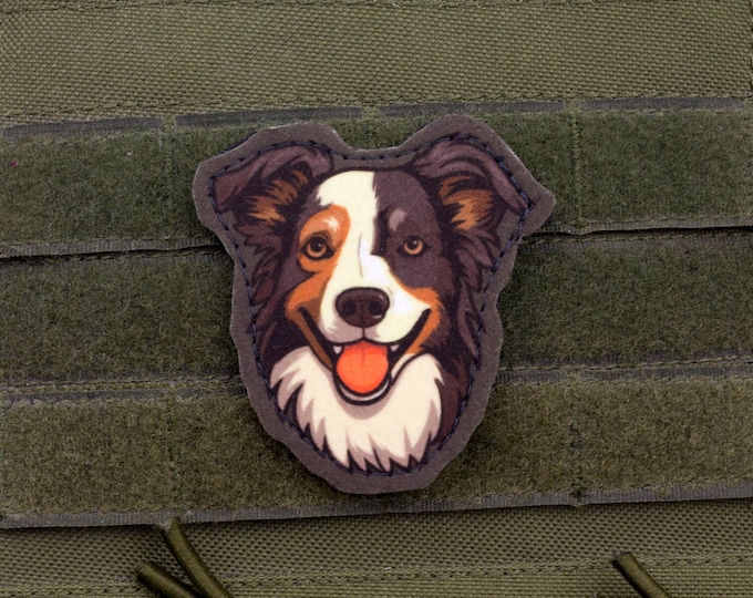 Border Collie Patch – Cartoon Style