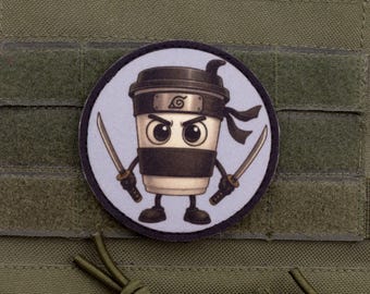 Cappuccino Assassino Patch | 3″ Round Hook and Loop Morale Patch | Italian Brainrot Meme Inspired