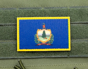 Vermont flag patriotic hook and loop patch