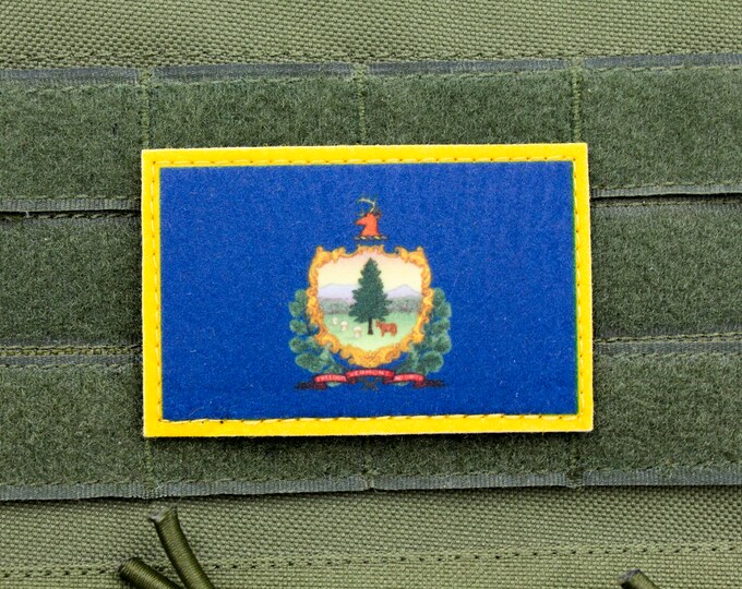 Vermont flag patriotic hook and loop patch