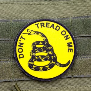 Dont Tread On Me Gadsden patriotic hook and loop patch YELLOW