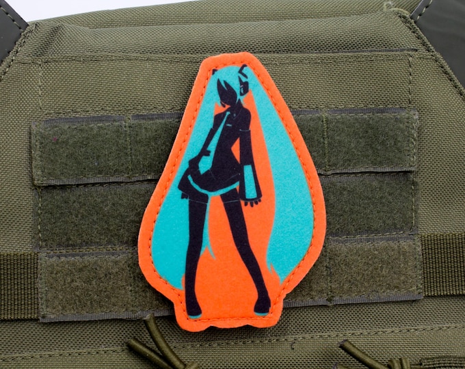 Vocal idol anime patch with turquoise twin tails design