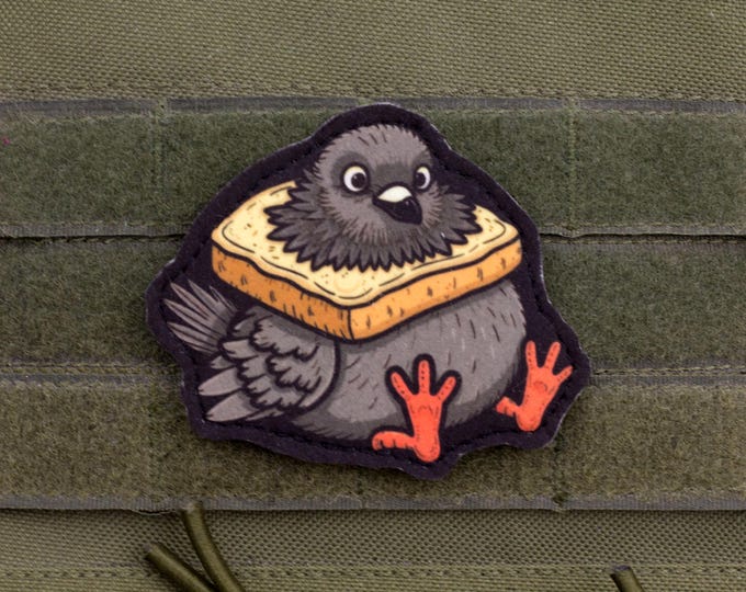 Funny Bread Pigeon Hook and Loop Morale Patch | 2.75″ x 3.15″ | Meme-Inspired | Sublimated Felt