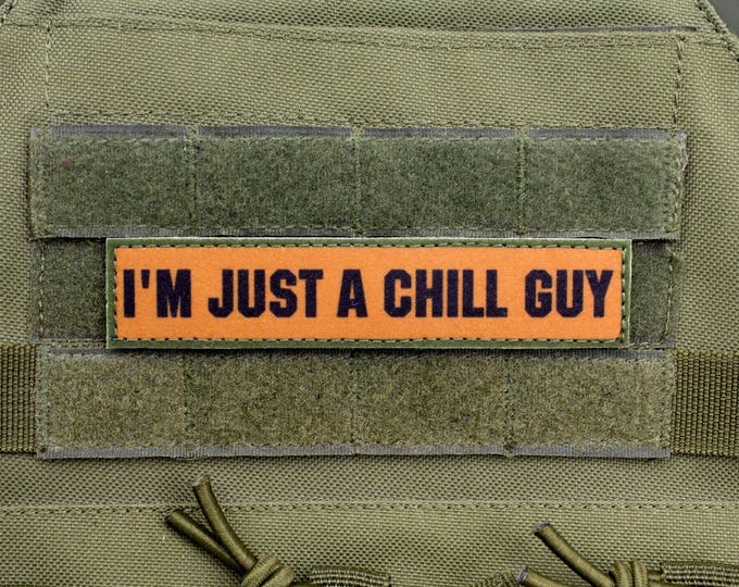 Chill Guy meme brown stripe hook and loop morale patch