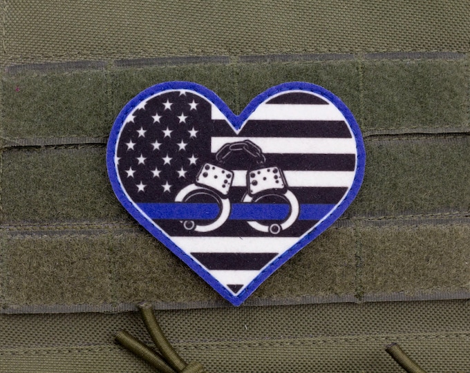 Thin Blue Line Heart Morale Patch
