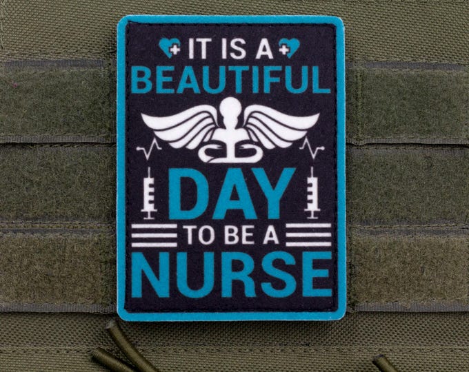 Nurse Morale Patch – Medical Wings, Syringes, Heartbeat Design
