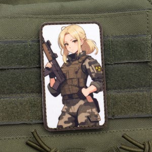 Blonde girl military hook and loop anime patch