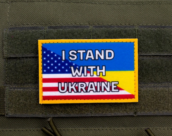 I Stand with Ukraine US Flag Patch