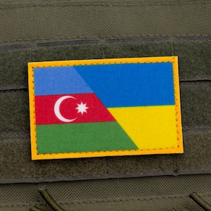 Azerbaijan Ukraine Friendship Flag Patch | Printed Hook and Loop Morale Patch