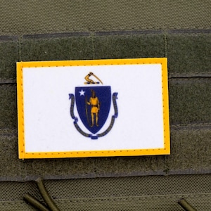 Massachusetts flag patriotic hook and loop patch
