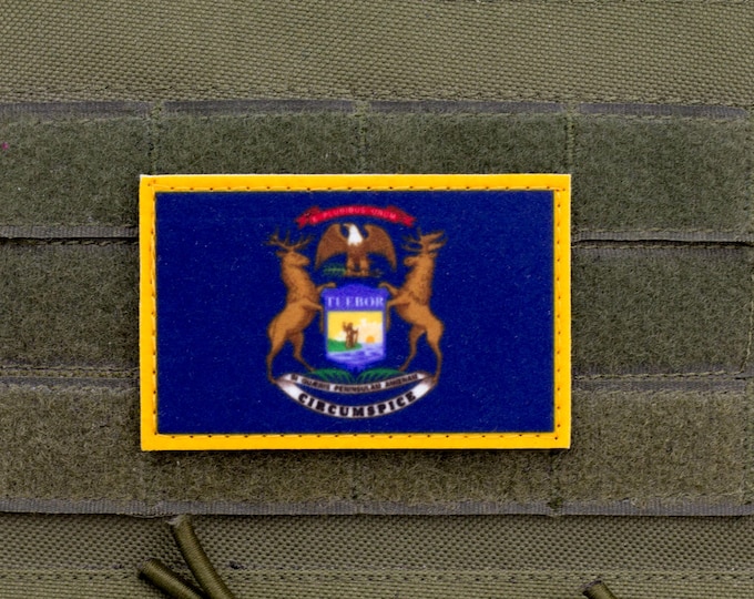 Michigan flag patriotic hook and loop patch