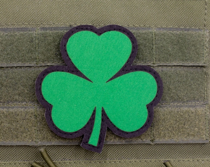 Felt Clover Leaf Patch | Lucky Shamrock Hook and Loop Morale Patch