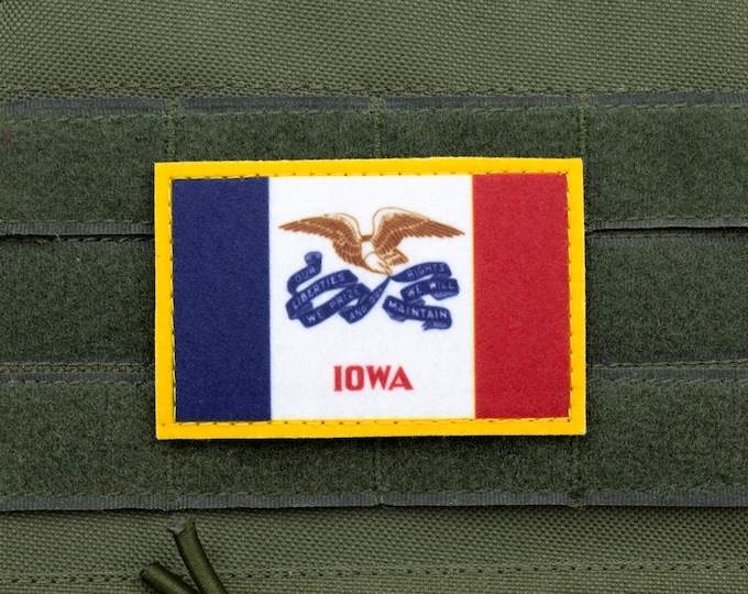 Iowa flag patriotic hook and loop patch