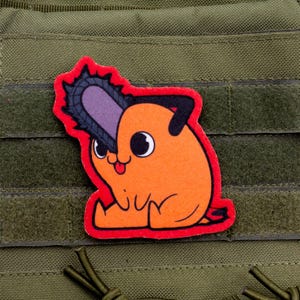 Pochita Chainsaw Man hook and loop anime patch RED