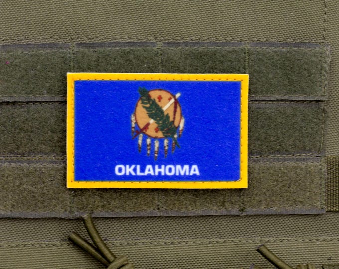 Oklahoma flag patriotic hook and loop patch