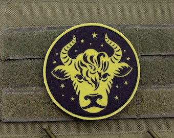 Taurus Zodiac Patch | Horoscope Sign Morale Badge | Printed Felt Astrology Patch