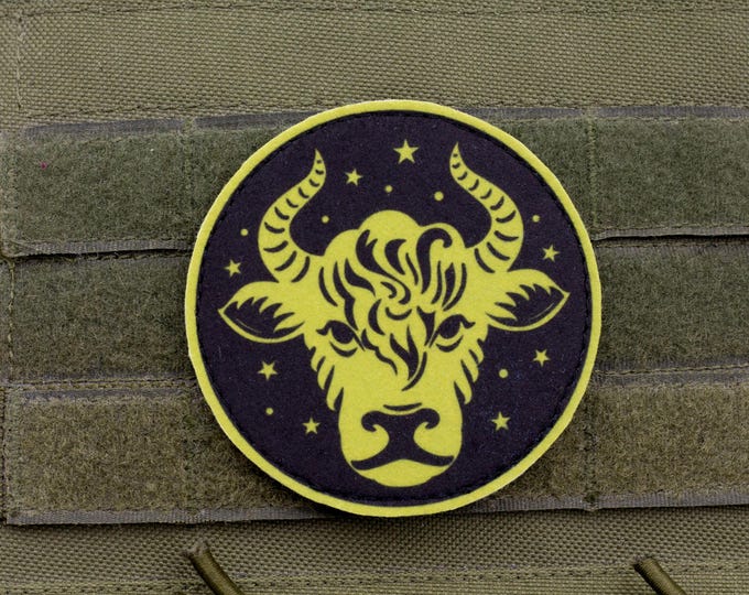 Taurus Zodiac Patch | Horoscope Sign Morale Badge | Printed Felt Astrology Patch