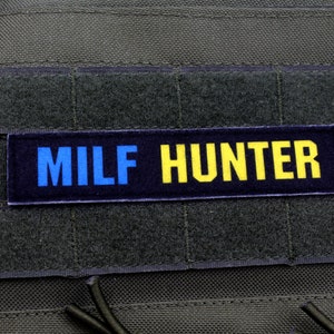 MILF Hunter Patch Hook and Loop | Funny Morale Patch | Felt Velcro Patch for Backpack, Jacket, Hat | Gag Gift for Him
