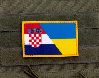 Croatia Ukraine Friendship Flag Patch | Printed Hook and Loop Morale Patch