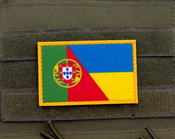 Portugal Ukraine Friendship Flag Patch | Printed Hook and Loop Morale Patch
