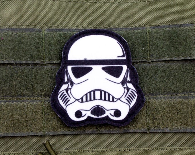 Armored Space Soldier Helmet Patch | Sci-Fi Tactical Patch | Loop Backing