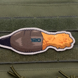 Military 120 mortar mine hook and loop morale patch