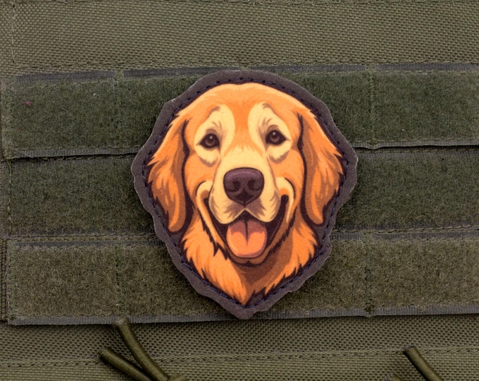 Golden Retriever Patch – Cartoon Style