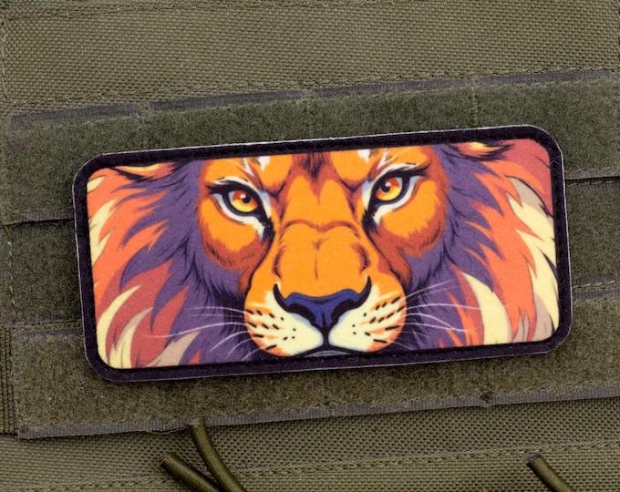 Lion Eyes Patch | 2″ x 4.3″ Hook and Loop Morale Patch | Sublimated Felt
