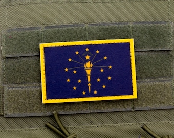 Indiana flag patriotic hook and loop patch