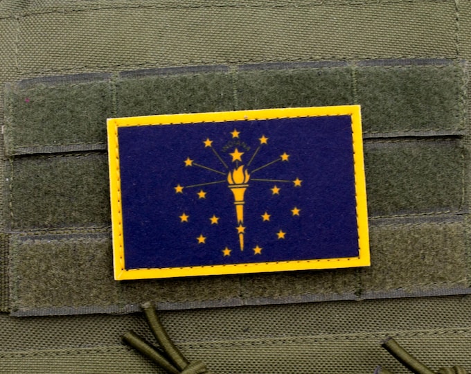 Indiana flag patriotic hook and loop patch