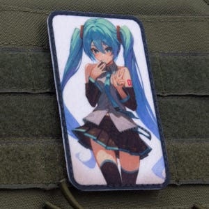 Patch de anime do Vocal Idol: Turquoise Twin Tails Singer Hook and Loop