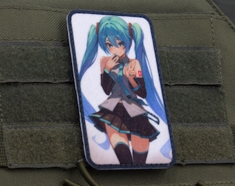Vocal Idol Anime Patch: Turquoise Twin Tails Singer Hook and Loop
