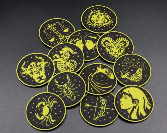 Zodiac Signs Patch Set | Horoscope Patches Collection | Astrology Symbols
