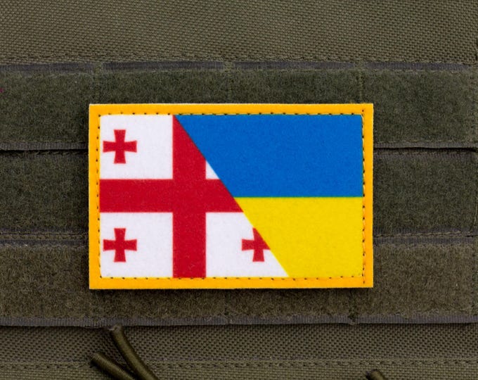 Georgia Ukraine Friendship Flag Patch | Printed Hook and Loop Morale Patch