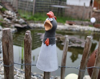 Fence stool, fence figure rooster, ceramic figure, height 24 cm