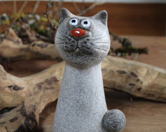 Zaunhocker, Zaunfigur Katze, Keramik-Figur, Höhe 20 cm