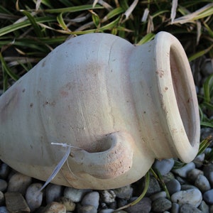 Lying amphora made of white terracotta, length 24 cm, amphora for the rock garden image 3