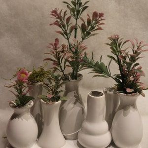 Vase arrangement on base, ceramic, in classic white tone, 18 x 7 x 10.5 cm image 2