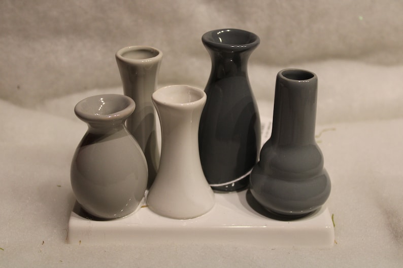 Minivasen Grey auf Sockel, Keramik, glasiert Länge 14,5 cm, Breite 7 cm, Höhe bis 10,5 cm Bild 2