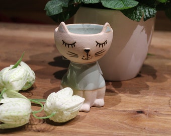 Kleine Vase Katze Mimi, H11 cm, Keramikvase in Katzenform