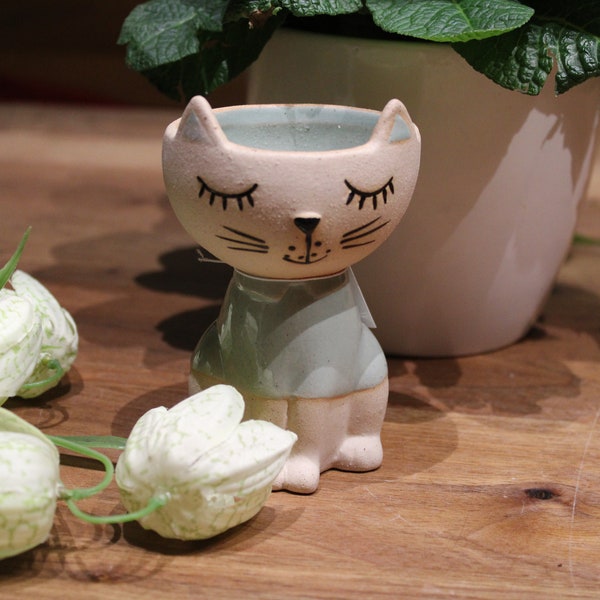 Kleine Vase Katze Mimi, H11 cm, Keramikvase in Katzenform