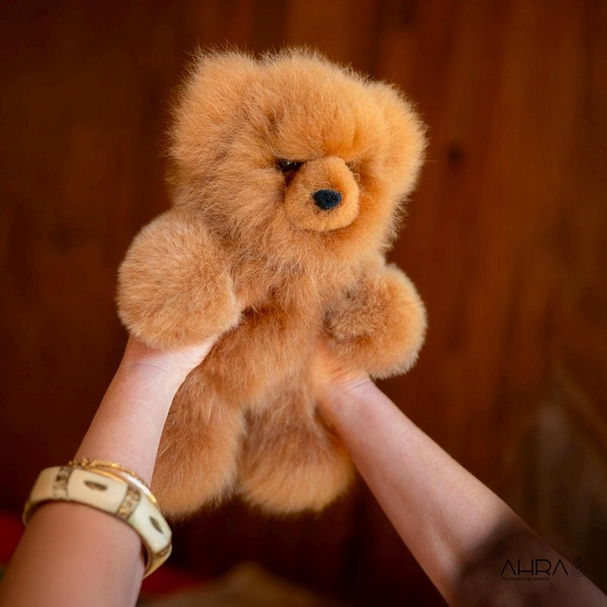 ハンドメイド テディベア ラティニティアルパカ ローズ色 手作り