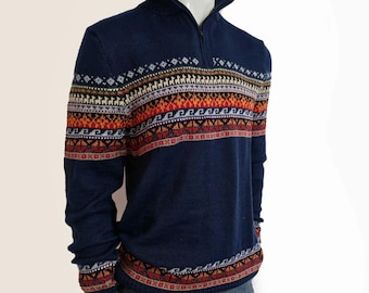 Alpaca Wool Fair Isle Sweater | Nordic Pattern Pullover, Artisan Made in Peru