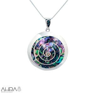 Peruvian Spiral Necklace Shell Inlay - Sterling Silver