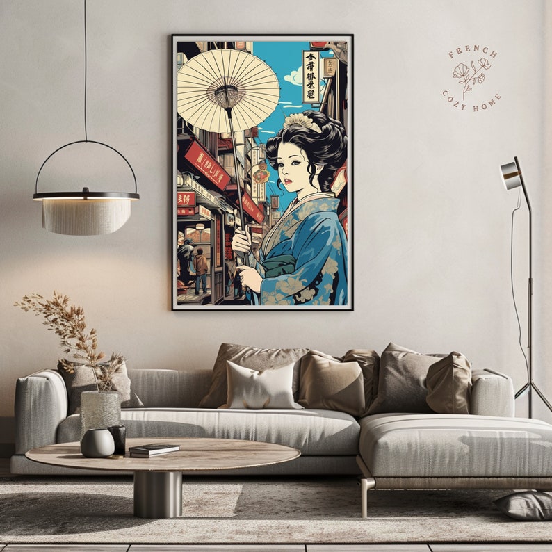 Vintage Geisha Art Print Instant Digital Download Traditional Japanese